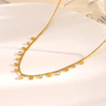 Dreamshow Fashion Zircon Bead Jewelry 18k Gold Plated Stainless Steel Necklace Waterproof Non Tarnish Jewelry