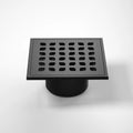 US Market Direct Shipping Matte Black 4"x4" Stainless Steel Square Floor Drain with Plastic Base