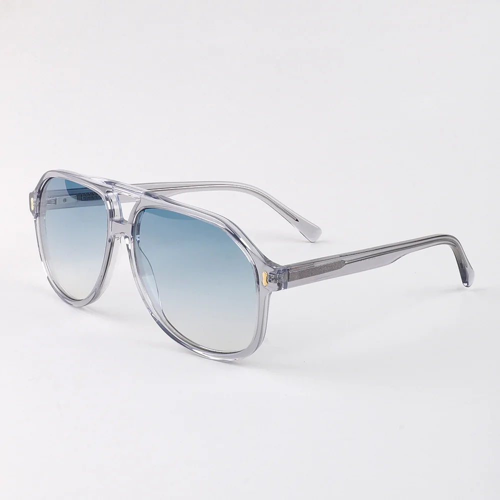 Custom Logo 2025 Fashion Men Women Big Frame Acetate Sunglasses UV400 Double Bridges Oversized Pilot Sun Glasses