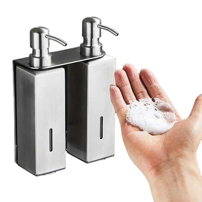 Single/double/triple Holder Bottles Refillable Wall Mounted Bathroom Hand SS304 Stainless Steel Shampoo Liquid Soap Dispensers