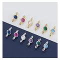 GP S925 Silver Connector Pendant Double Rings Holes Zirconia Birthstones Bezel Valentine's Day Charms Permanent Jewelry