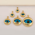 QIKU Wholesale 18K Gold Plated Evils Eye Charms Unique Oval DIY Jewelry Pendants & European Dangle Accessories