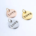 Classic Design Alloy Rose/Yellow Gold Plated Round DISC Cutting Hollow LOVE Letter Pendant Charm Jewelry