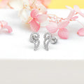 Tonglin Silver Earrings Fashionable Western Cz Pave Feather Studs Gifts for Girls 925 Silver Cheap Fashion Zircon Earrings