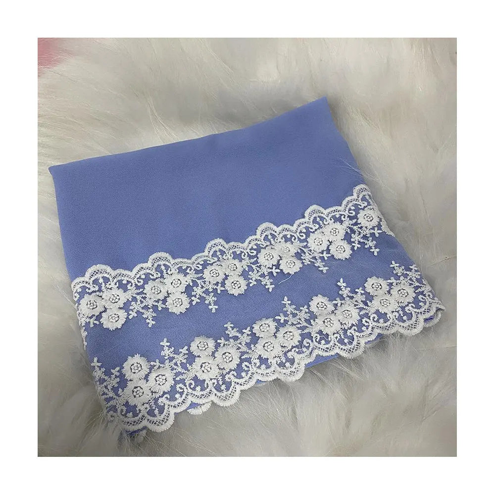 Wholesale Custom 70*175 cm Plain Chiffon Lace Pearl Shawl Women Scarves Stylish Muslim Ladies Hijabs