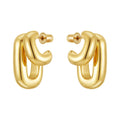 18K Gold Plated Brass Jewelry Double Rectangle Solid Tube U Shape Hoop Earrings for Women Accessories Earrings E241588 MegaBDM