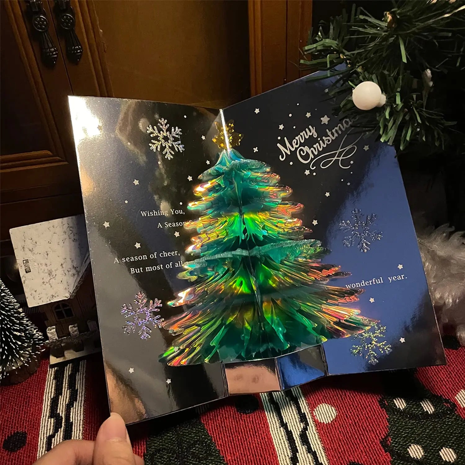 3D Pop-Up Merry Christmas Cards Christmas Tree Laser Cut Winter Gift Card New Year Party Celebrate Decorations Made Paper