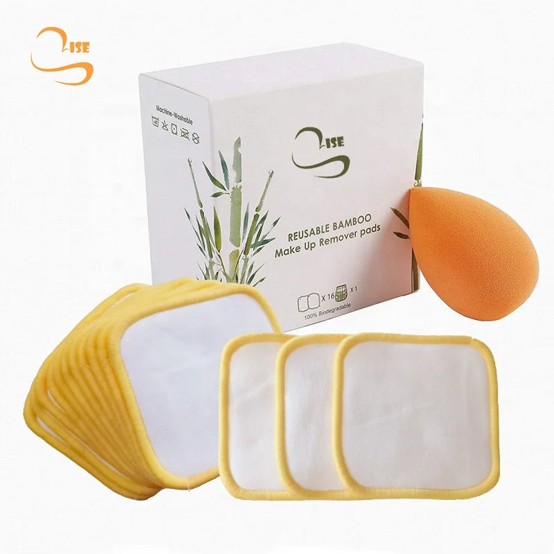 Eco-friendly 8cm Reusable Bamboo Cotton Makeup Remover Pads Cotton Laundry Bag Soft Square Cosmetic Cotton Pads