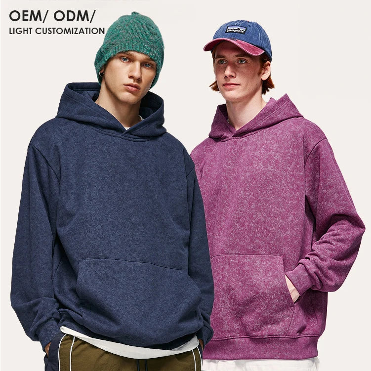 Wholesale Patik 350 GSM Dyed Hoodie Light Customization Custom Print Embroidered Logo Winter Collection Featuring Grey Navy