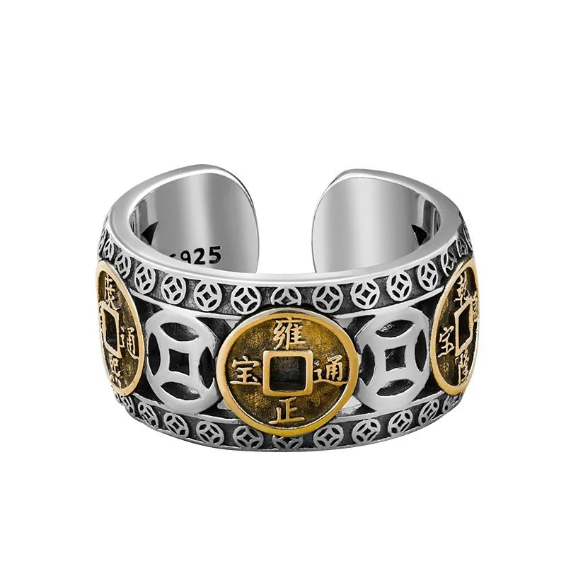 Groothandel Vrouwen Open Verstelbare Ring Mode Sieraden Vijf Keizers Geld Vintage Zilveren Kleur Ring