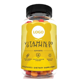 Private Label Strawberry Peach Flavor Premium Vegan Vitamins D3 Gummies For Healthy Teeth & Immune System Support