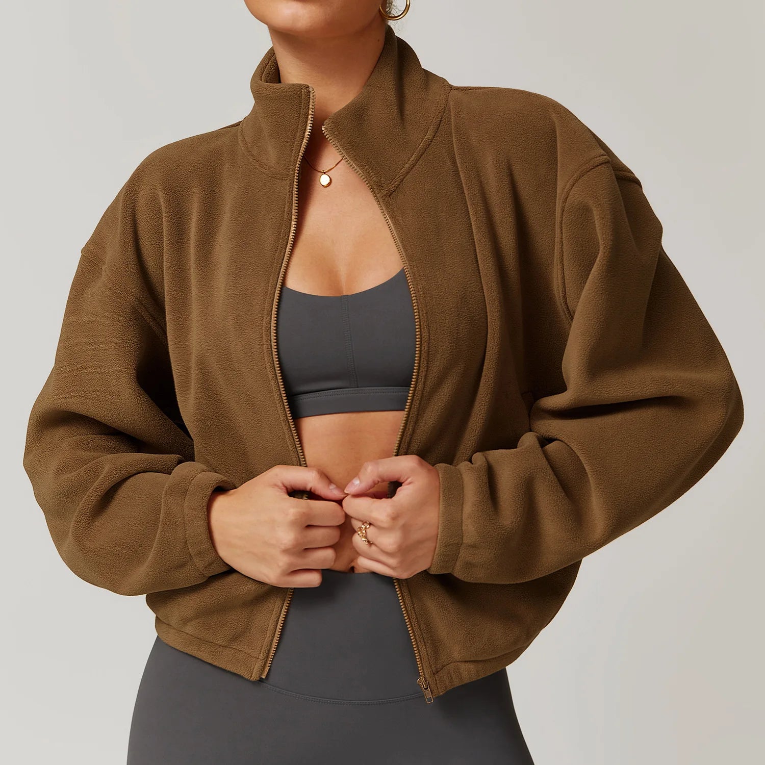 PASUXI Custom Sports Lamb Velvet Sports Jacket Women's Autumn Stand Collar Loose Plus Velvet Warm Casual Fleece Jacket