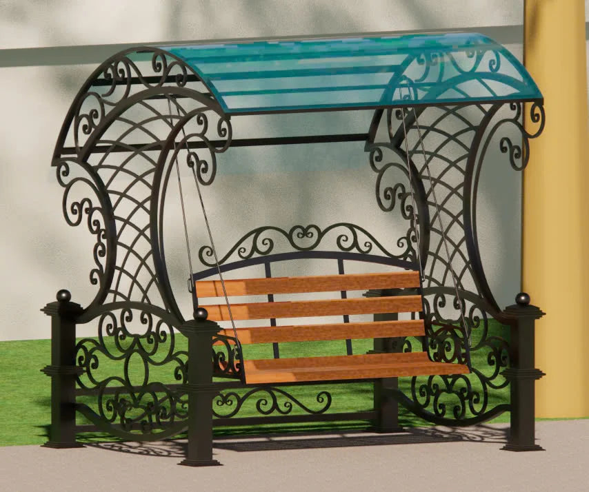 Wrought Iron Contemporary Outdoor Swing Chair for 2 Adults Park School Hospital & Hotel Use Vietnam-Made Outdoor Furniture