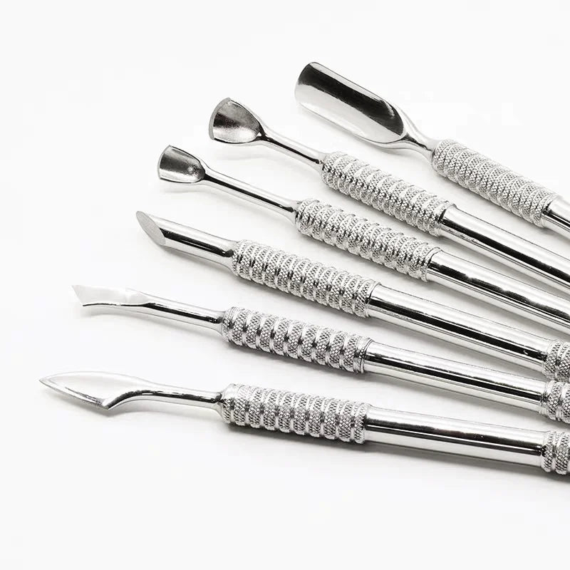 Custom Professional 420 Stainless Steel Nail Pusher Cutter Remover Dead Skin Nail Salon Durable Metal Dual-End Cuticle Pusher
