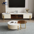 Italian Stainless Steel Finish Coffee Table Set Luxury Modern Round Coffee Tables Set for Living Room