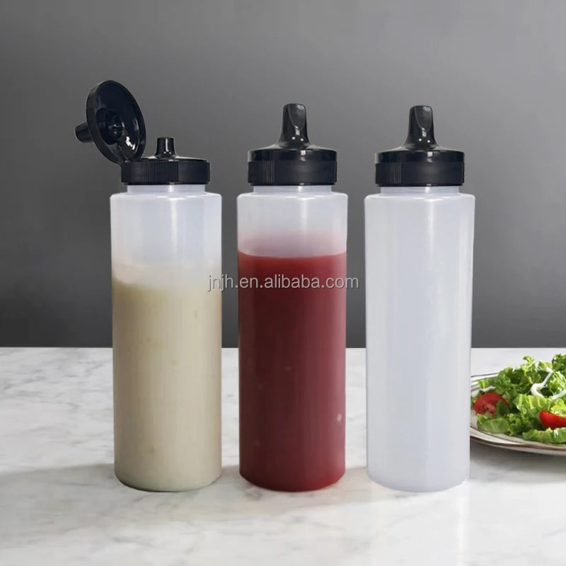 Food Grade 200ML 450ML 500MLEmpty Plastic Ketchup Mayonnaise Squeeze Bottle Flip Top Cap for Chili Tomato Salad Hot Sauce Jam