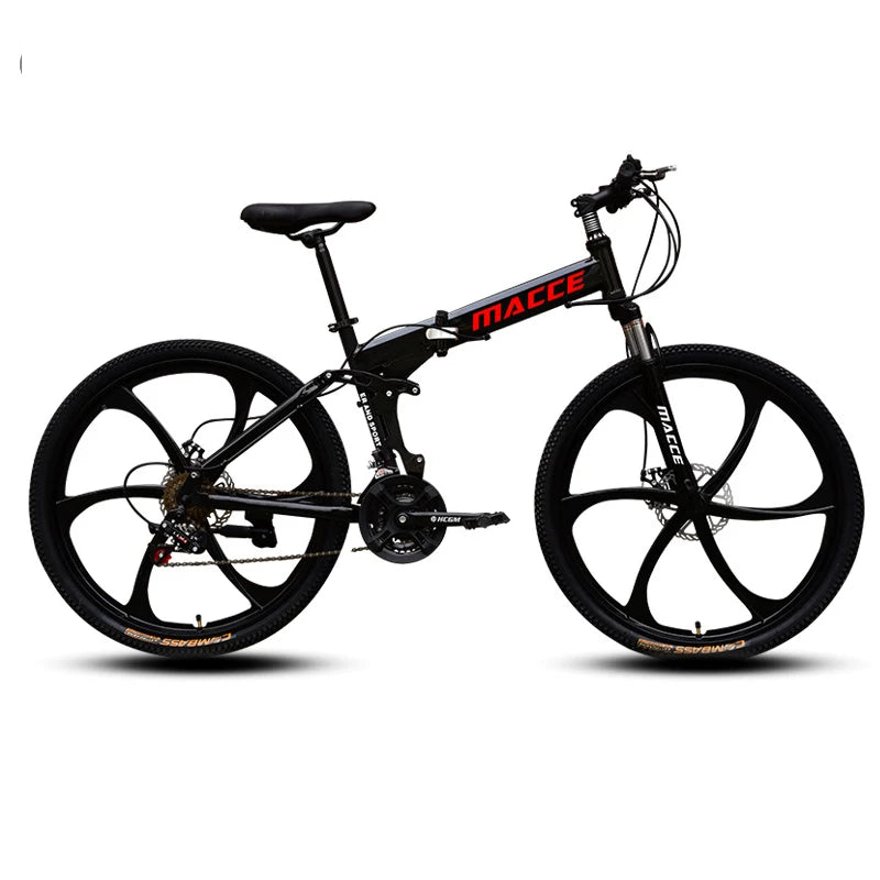 Six Knife Wheel Carbon Steel Frame Mountainbike 26 Inch Bicycle for Adults Foldable 21/24/27/30-speed Absorption Racing Bike MegaBDM