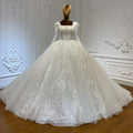 Jancember LSCJ37 Modest Square Collar Long Sleeve Bridal Wedding Gowns Dresses
