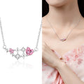 FDXZ-189 Exquisite Jewelry Festival Gift Love Pink Zircon Pendant Necklace Sterling Silver 925 for Women Wedding and Party