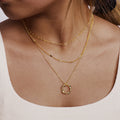 Golden 3-Layer Chains Necklace Set Oval Pin Long Bar Square Twist 36+42+46+5cm Trendy Women's Layered Jewelry