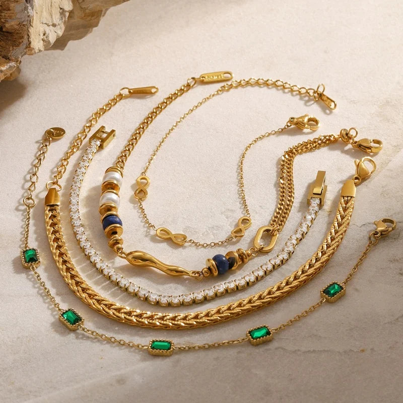 Fashion Irregular Stainless Steel Zircon Bracelet High-End Feel Bracelet Non Fading for Women