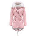European Size New Women's Parka-Plus Size Mid-Length Polyester Lining Windproof Hooded Warm Loose Winter Coat