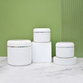 Wholesale Cheap Empty Round 20g 50g 100g 120g 150g 250g White PP Plastic Face Body Cosmetic Cream Jar with Gold Edge Silver Edge
