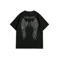 Custom Rhinestone Oversized 100% Cotton Black Men's T-Shirts Heavyweight Drop Shoulder Boxy Streetwear Tee 200gsm O-Neck Silk