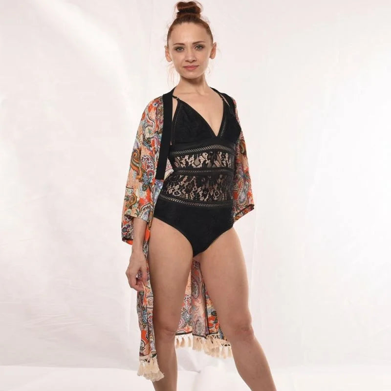 Factory Custom Logo Boho Printed Maxi Dress for Women Plus Size Beachwear British Style Casual Bohemian Dresses Natural