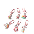 Cute Rabbit Resin Keychain Flower Radish Pendant Tulip Keyring for Girls Kids Best Friend Gift Backpack Hanging Accessories