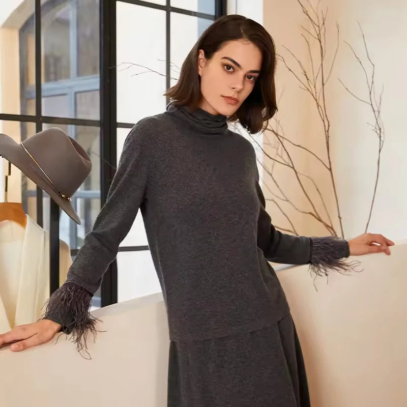 Custom logo Embroidered Cashmere Wool Women's Knitwear Clothing Pullover Knit Style Lapel Luxury Sweater Manufacturer for Women