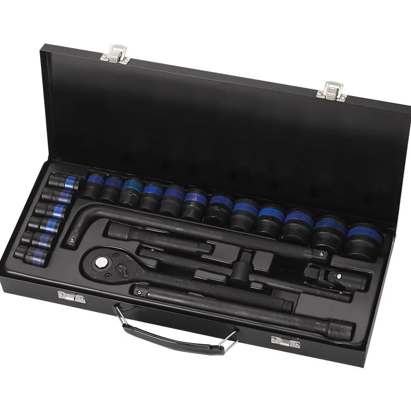 High-Performance 24-Piece Hand Operated Auto Repair Tool Box Set with OEM Customization Hard Case Carbon Steel Construction