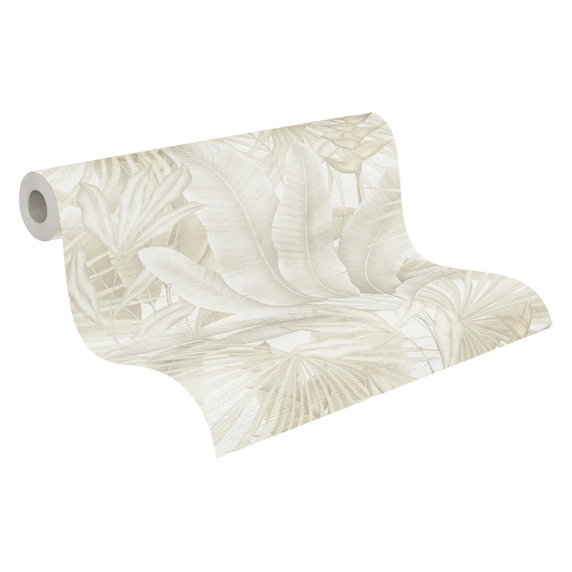 Made in Germany - Wallpaper rolls Jungle Beige Cream Grey White - Non Woven Vinyl - Wallpaper Leaves for Walls - 1005 x 053 m
