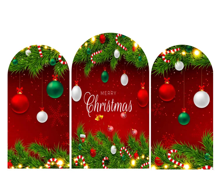 3pcs Chiara Arch Backdrop Covers Merry Christmas Decorations Tension Fabric Covers Photo Booth Backdrop for Holiday Party Events