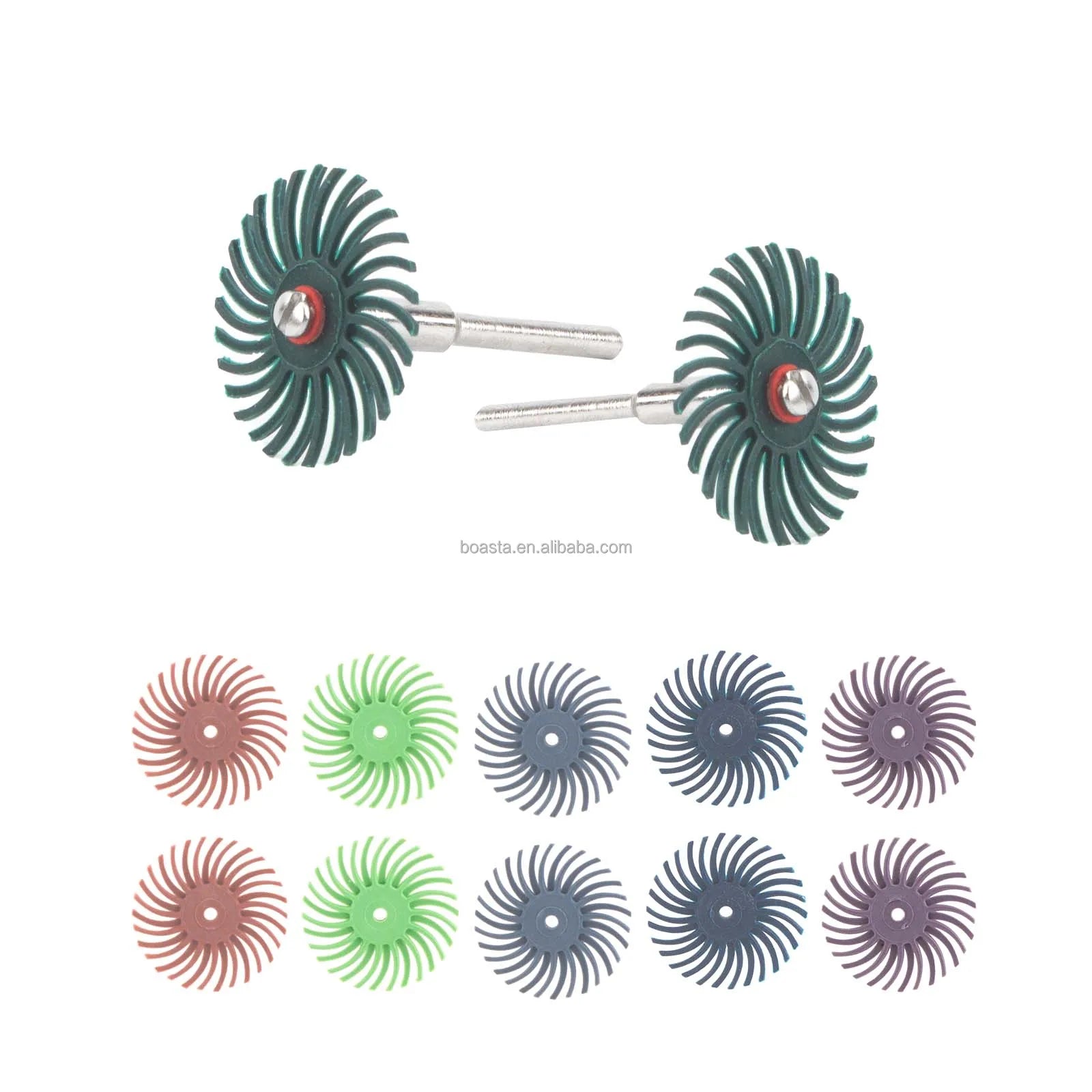 Boasta 14pcs Bristle Disc Polishing Set with 2 Mandrels 2.35mm & 3.0mm Rotary Tool Accessories for Jewelry Grinding Finishing