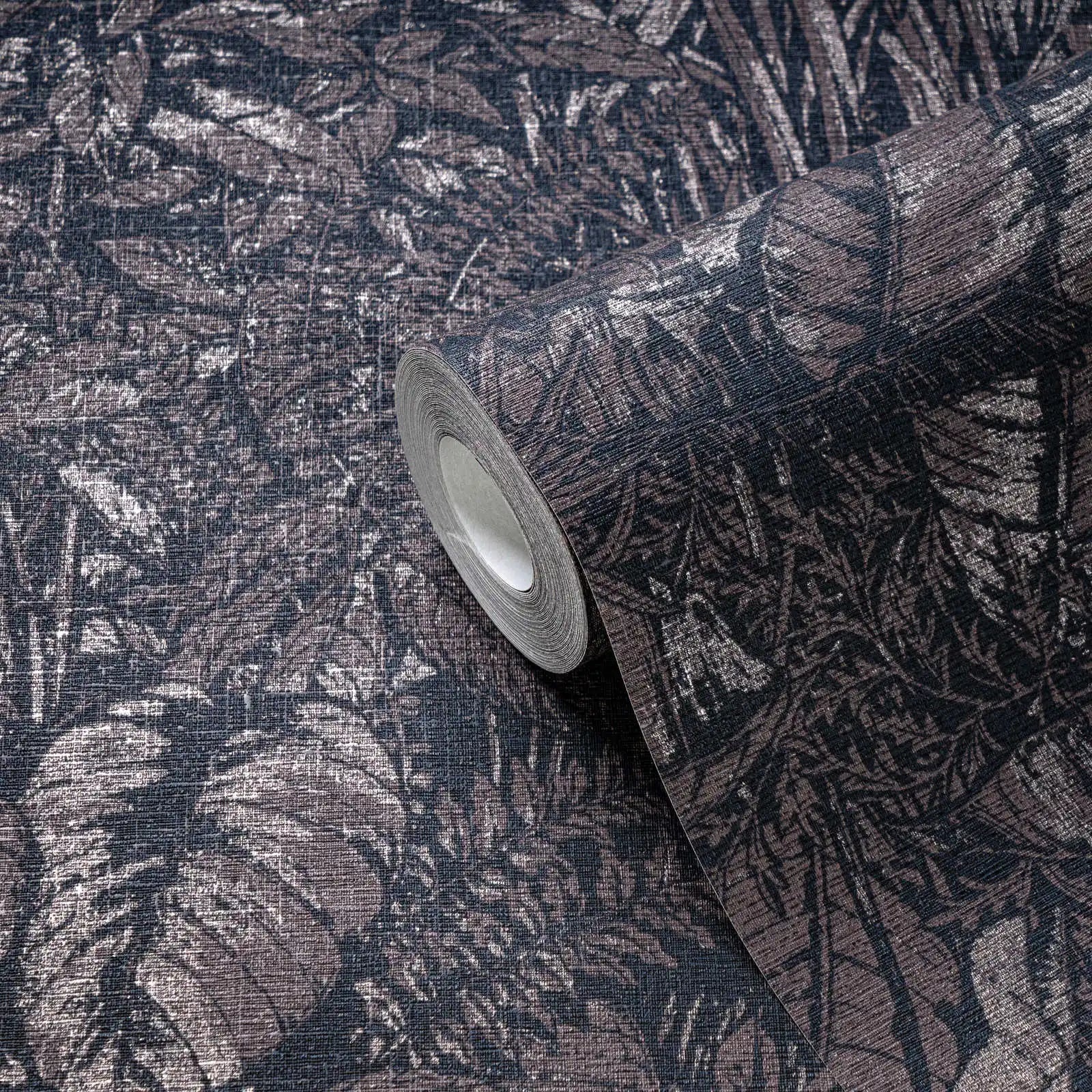 Made in Germany - Wallpaper rolls Nature Brown Black Silver Metallic - Non Woven Vinyl - Wallpaper Floral - 1005 x 053 m