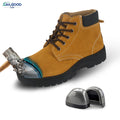 Industrial Safety Shoes Steel Toe Anti Smashing Suede Cowhide Rubber Sole Steel Plate Work Boots for Factory