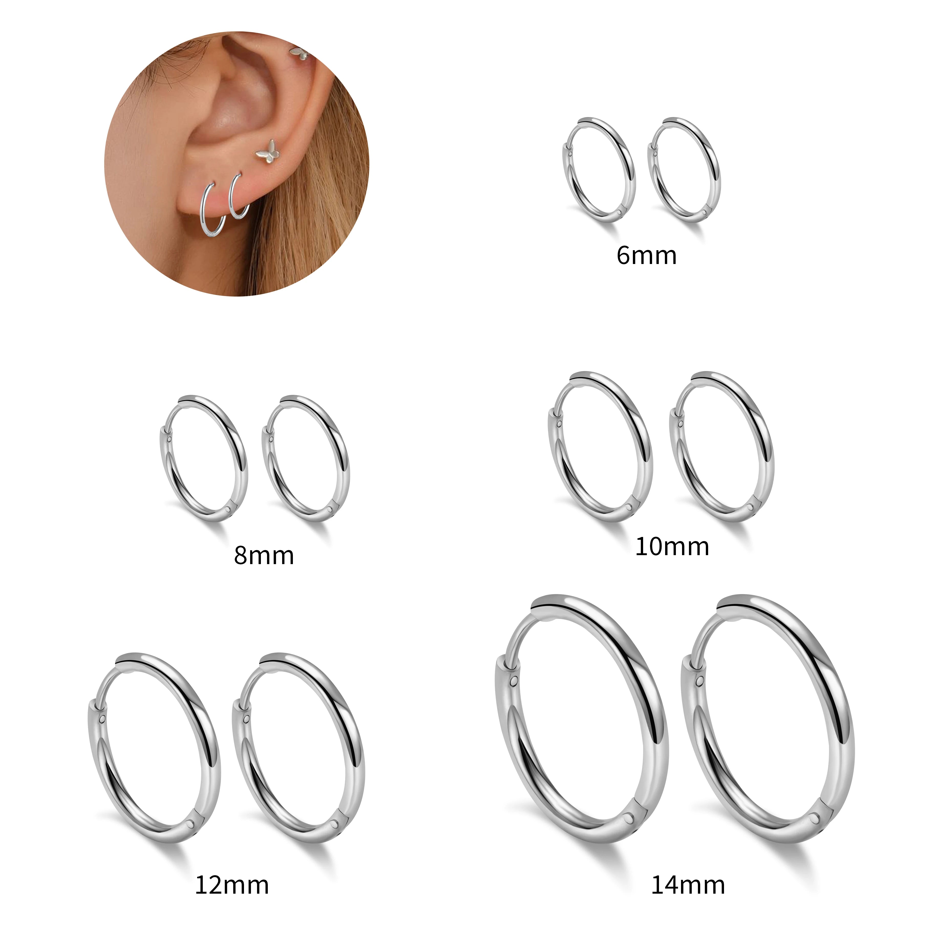 HOVANCI Super Thin Earring Hoop for Making Jewelry 1.2mm Sleeper Tiny Stainless Steel Huggie Hoop Earrings Kids