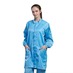 H-1125 Unisex ESD Conductive Fiber Cleanroom Coverall Gown 100D Grid Smock Anti-static Anti-dust Protection Limited
