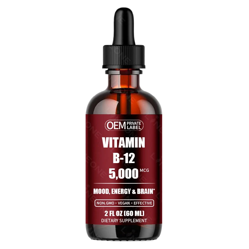 OEM/ODM Sublingual Liquid Vitamin B12 Drops Vegan B12 Liquid Methylcobalamin Max Absorption Vitamin B12 Drops