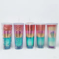 Studded Cup Spiky Matte Black Pink Purple Green Gold Pineapple Tumbler Reusable Cold Beverage Cups with Lid and Straw