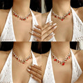 Cherry Strawberry Dainty Natural Irregular Colorful Necklace for Women Healing Crystal Fashion Bohemian Beaded Choker Jewelry