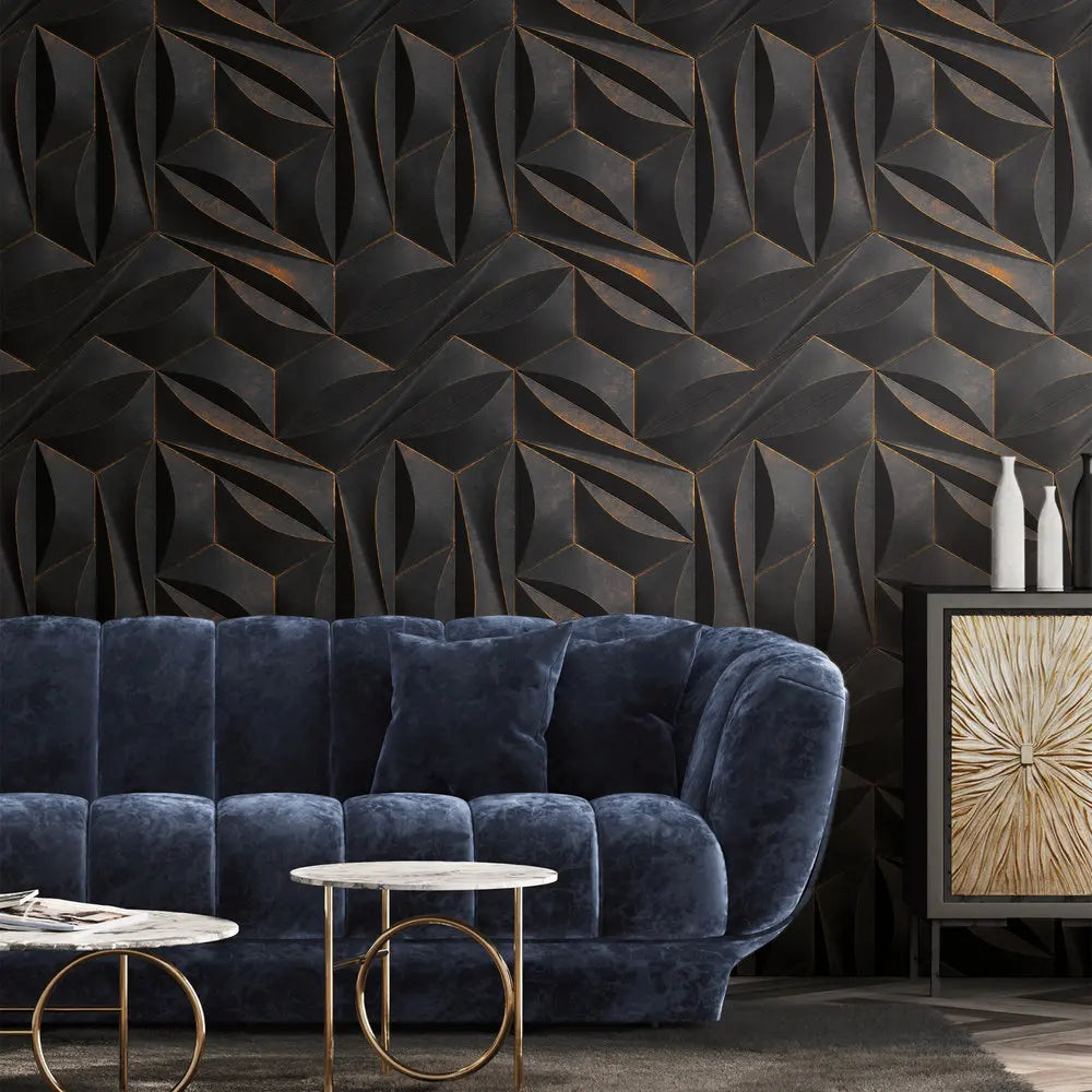 Germany Made 3D Photo Wallpaper Mural 3D Anthracite Gold Non Woven Vinyl Large Format Scenic Sound-Absorbing Modern Living Room