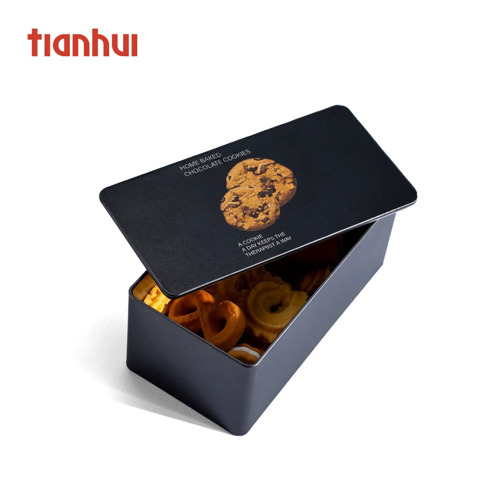 Tianhui Factory Direct Sales Rectangle Small Metal Box for Cookies Biscuit Storage Tin Box