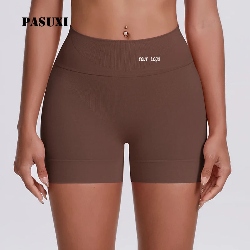 PASUXI Women's High Waisted Yoga Shorts - Quick Dry 4-Way Stretch Seamless Workout Running Sports Shorts with Tummy Control