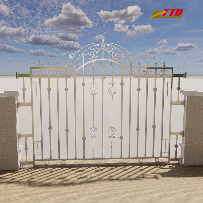 Unique House Gate Designs Premium Stainless Steel Wrought Iron Gates Eco-Friendly Durable 7 Feet Main Entrance Wall 3D Modeling