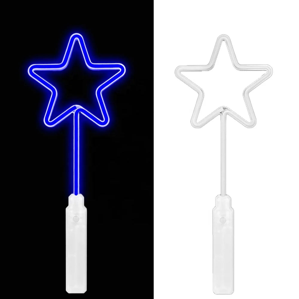 Promotional Glow Light up Magic Neno Star Wands Merry Christmas Party Supplies Holidays Decor Toys for Kids