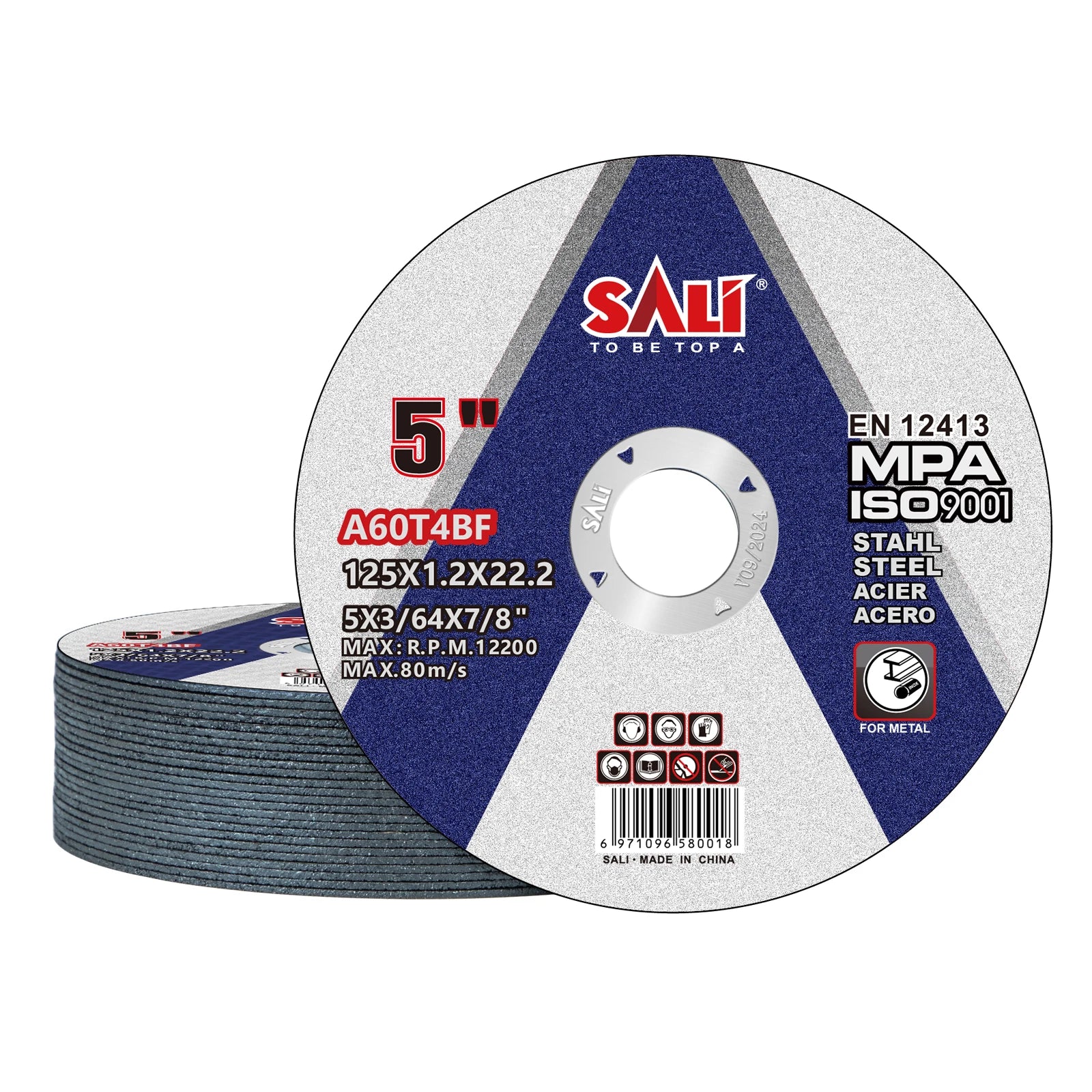 SALI 5 Inch 125x1.2x22.2mm  Metal Cutting Disc Steel Cut-Off Wheel Abrasives Made of Aluminum Oxide