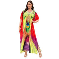 2024 Women Clothing Short Sleeve Beach Bohemian Dresses Ladies V Neck Floral Printed Maxi Casual Boho Dress With Kimono Sleeves