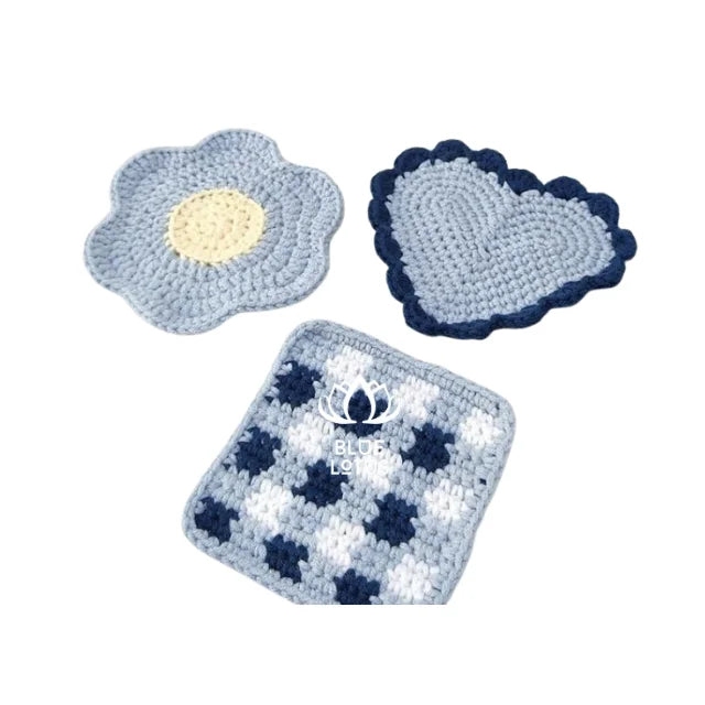 Wool Crochet Coasters Set Flower Pad Cup Knitting Cotton yarn Sewing Made in Vietnam Decoration